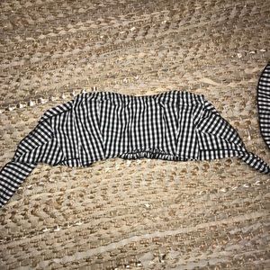 Gingham tie front crop top